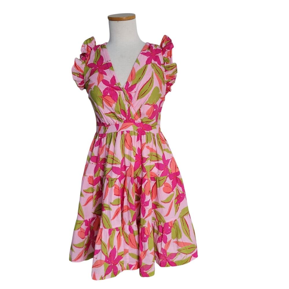 Taylor Blush Pink Floral Tiered Spring Dress feminine Barbiecore MED